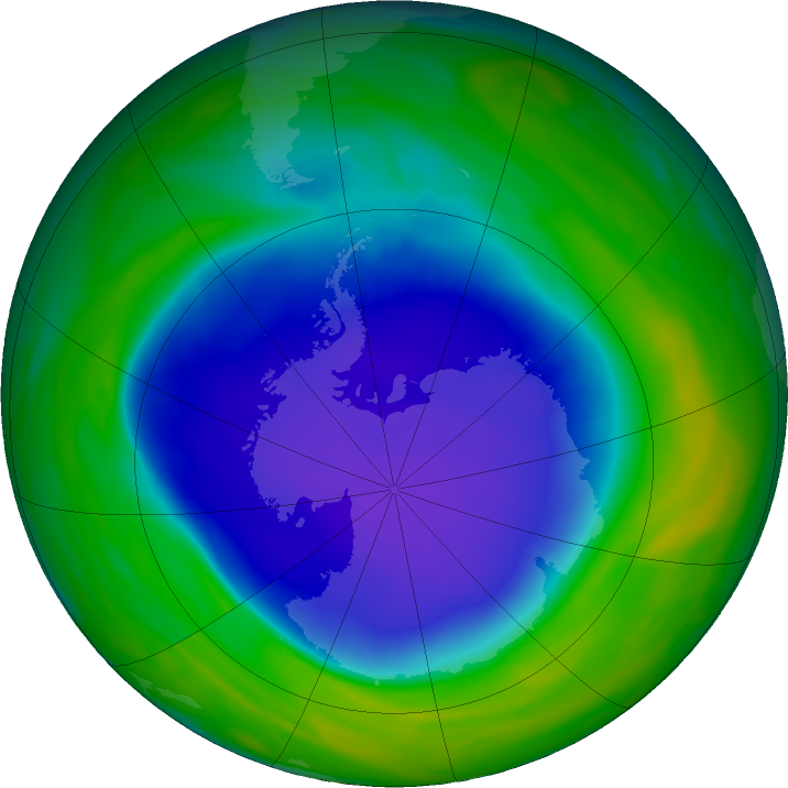 Antarctic ozone map for 11 November 2021